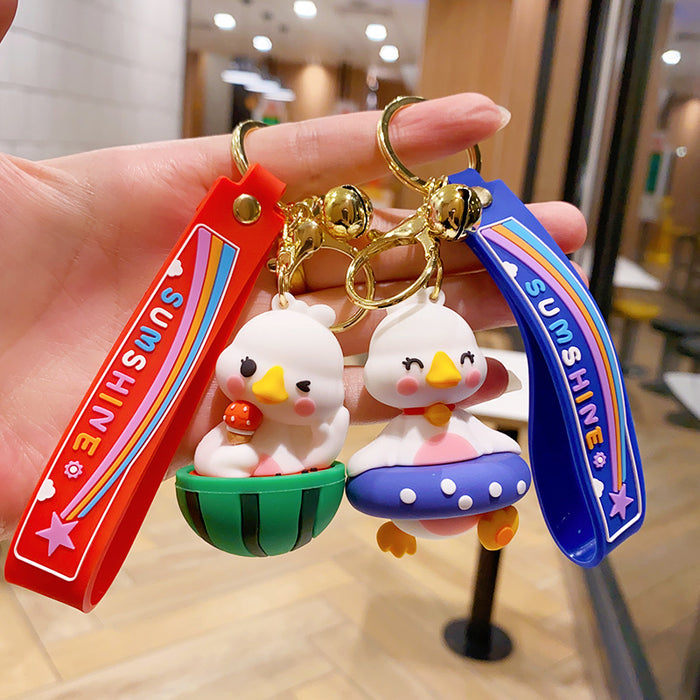 Wholesale PVC Duck Cute Cartoon Doll Keychain JDC-KC-NLu017