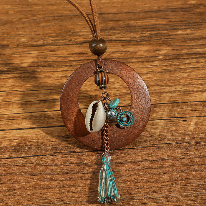 Wholesale Ethnic Literary Retro Tassel Flower Shell Necklace Fashion Accessory Gift MOQ≥2