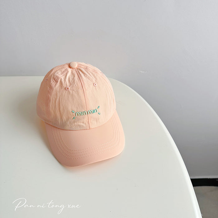 Wholesale Lightweight and breathable letter children's baseball cap, quick drying waterproof duckbill cap, girls' sun protection hat