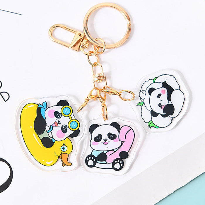 Wholesale Multiple Acrylic Keychain Animation Peripheral Gift DIY Key Pendant Creative Little Panda Hanging Ornaments