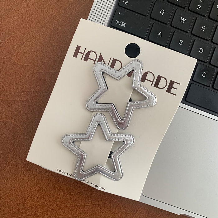 Wholesale Metal silver large star side clip simple hair clip basic versatile hair clip