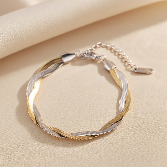 Wholesale 2pcs Simple and stylish  snake chain cross- hop jewelry chain set stainless steel chain necklace