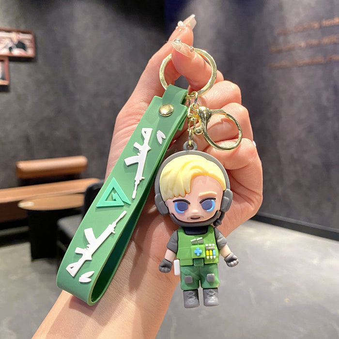 Wholesale Cartoon PVC Delta Action Keychain Bag Charm Game Pendant Student Gift MOQ≥2