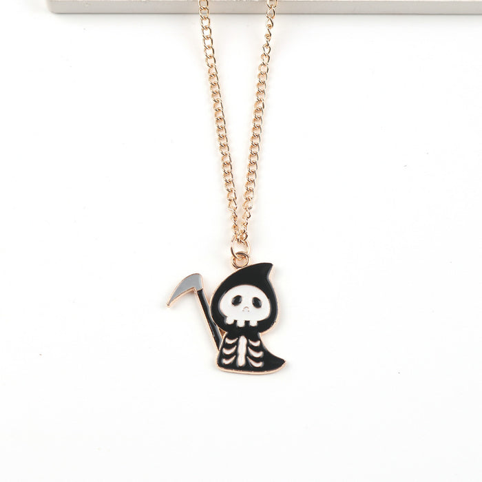 Wholesale Halloween Cartoon Ghost Black Cat Alloy Pendant Necklace JDC-NE-FuYu011