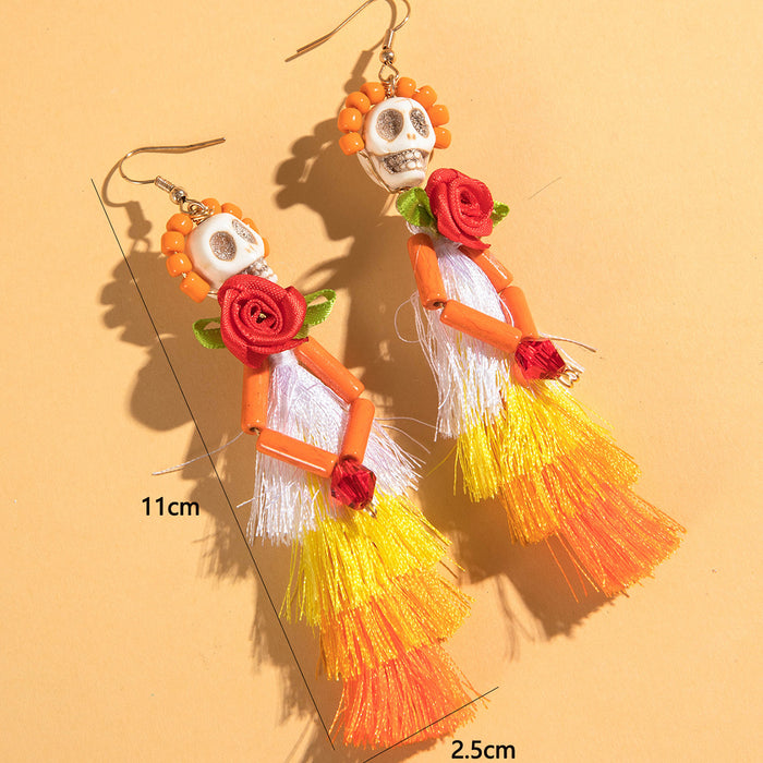Wholesale Resin Skull Earrings Punk Hip Hop Handmade Jewelry Accessory MOQ≥2