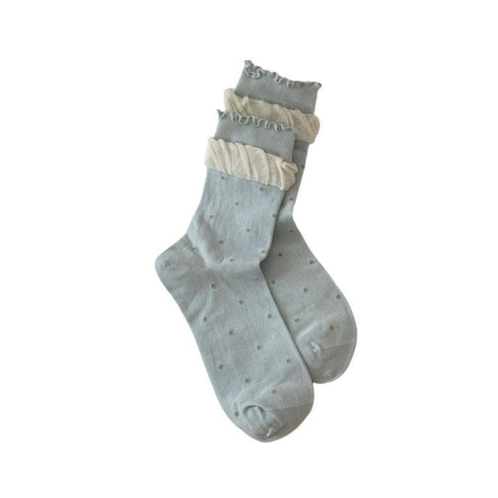 Wholesale Lace, double-layer fungus, edge, middle tube, socks, pile of socks, cotton