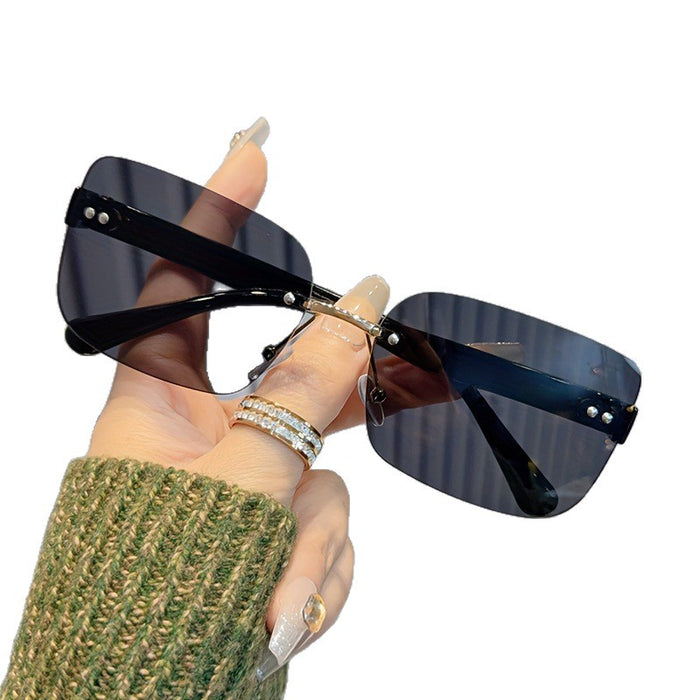 Wholesale New frameless cut edge sunglasses, UV resistant sunshade sunglasses, women's high-end sunglasses