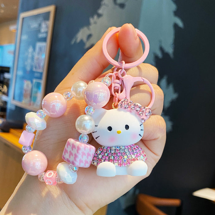 Wholesale Cartoon beaded keychain mobile phone chain