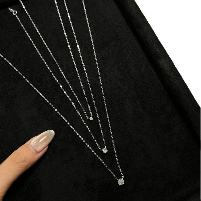 Wholesale Necklace Sterling Silver Plated 14K Gold Classic Four Claw Flash Diamond Necklace