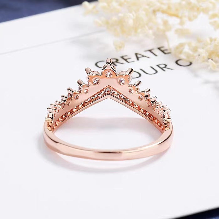 Wholesale 925 silver diamond platinum rose gold shiny princess wish ring ring female