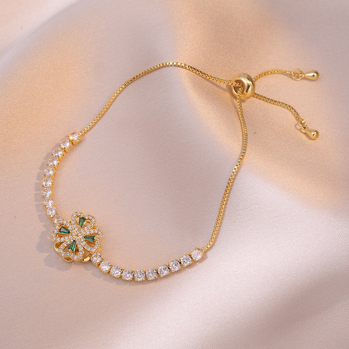 Wholesale Necklace Love Rotating Micro inlaid Zircon Rotating Three piece Set Clavicle Necklace