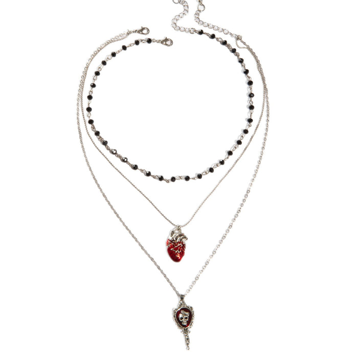 Wholesale Electroplated Alloy Gothic Heart Pendant Necklace Dripping Blood Skull Cross Jewelry MOQ≥5