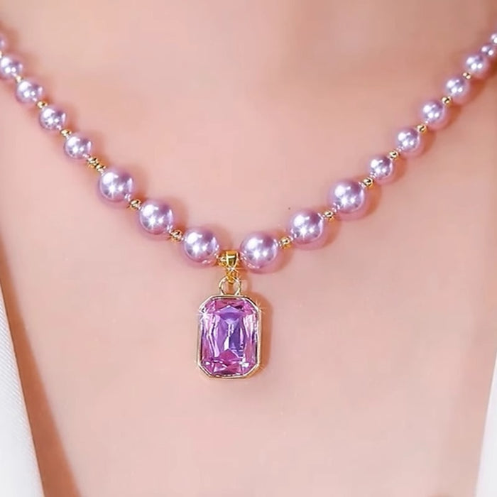 Wholesale Elegant Purple Pearl Fishtail Choker Necklace