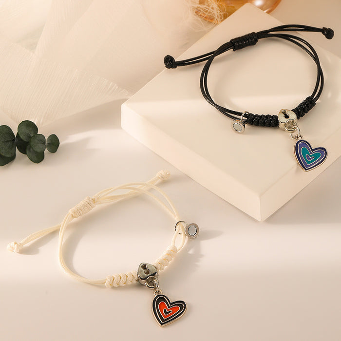 Wholesale Fashionable, versatile, personalized, trendy, high-end, heart key, stone suction couple bracelet set