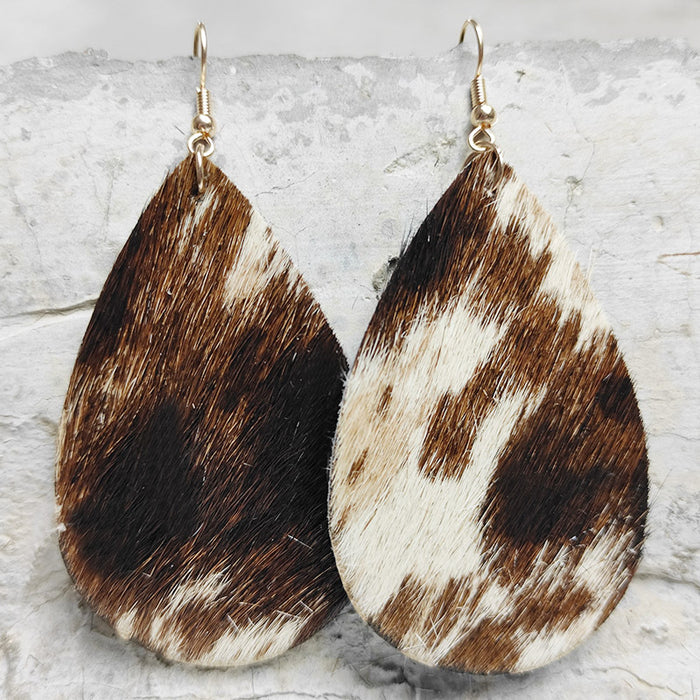 Wholesale Earrings Leather Drop Shape Western Style Long Hair 2 Pairs JDC-ES-HeYi069