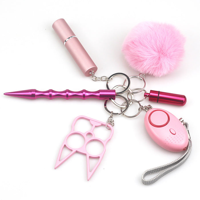 Wholesale Stainless Steel Women S Safety Keychain 6 Piece Set Personal Alarm Whistle Trendy Everyday Fashion Accessory For Boutique Resale