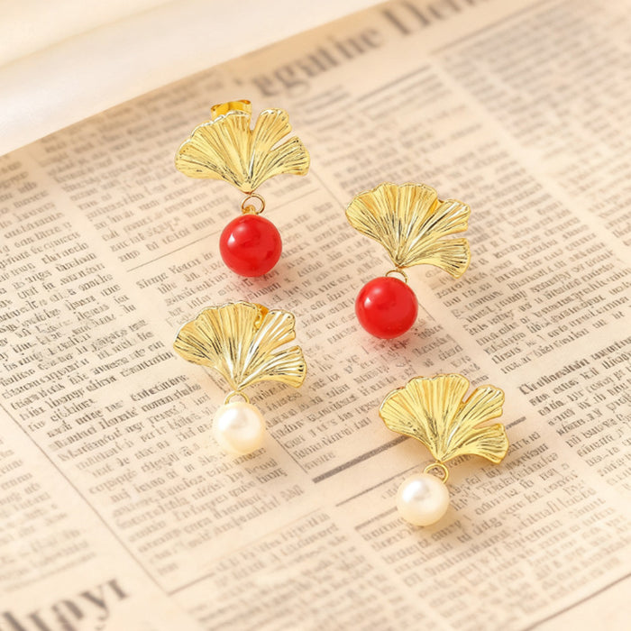 Wholesale Titanium Steel Ginkgo Leaf Delicate Earrings