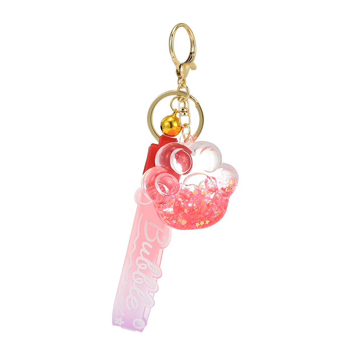 Wholesale  acrylic oil luminous bubble beads quicksand cat claw keychain bag pendant small gift