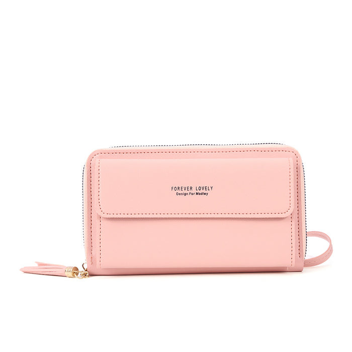 Wholesale PU Crossbody Bag with Tassel Light Pink Women' s Phone Bag Everyday Fashion Accessory MOQ≥3