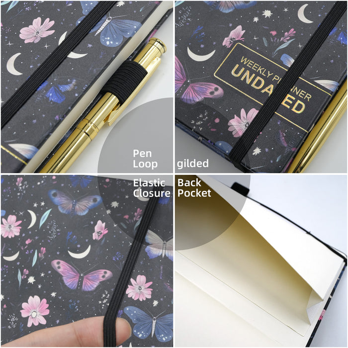 Wholesale Floral Undated Weekly Planner Notebook A5 Imitation Leather Cute Butterfly Design Journal