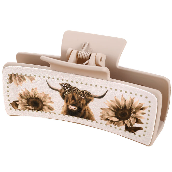 Wholesale Chrysanthemum White leather square Hair Clips