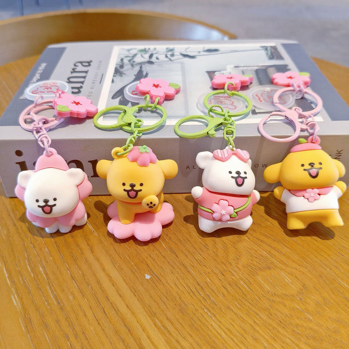Wholesale Line Puppy Silicone Keychain Cartoon Backpack Pendant Gift MOQ≥5