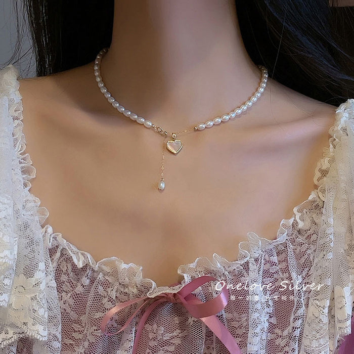 Wholesale Pearl necklace light luxury niche love necklace simple and versatile fashion pearl chain