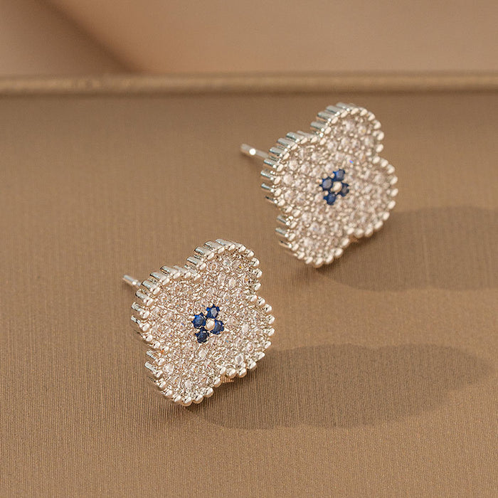 Wholesale Copper-plated zirconium titanium steel four-leaf clover necklace set