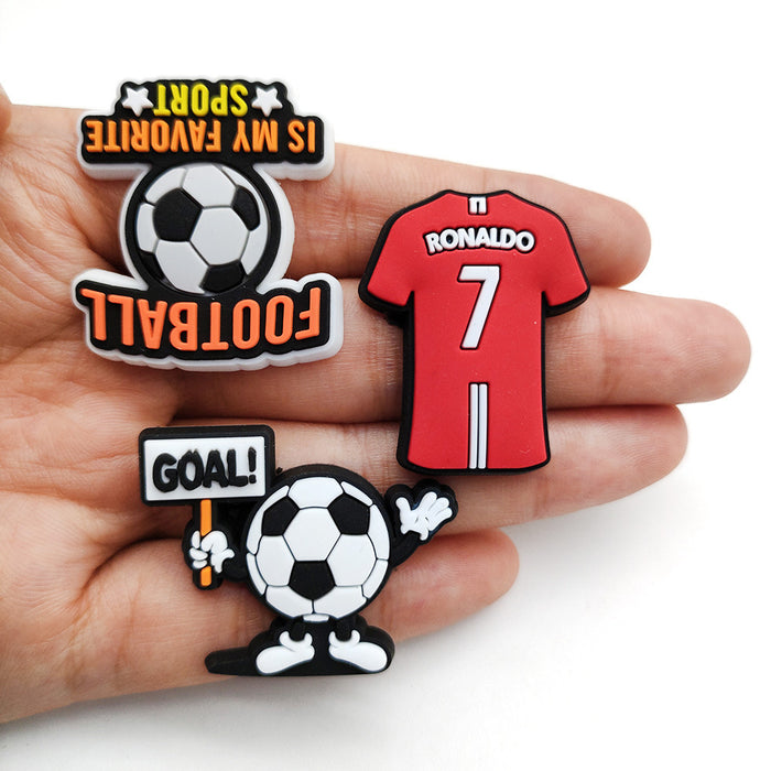 Wholesale 10PCS Cartoon Football Sports Series PVC Hole Shoes Shoe Buckle JDC-SC-WanX008