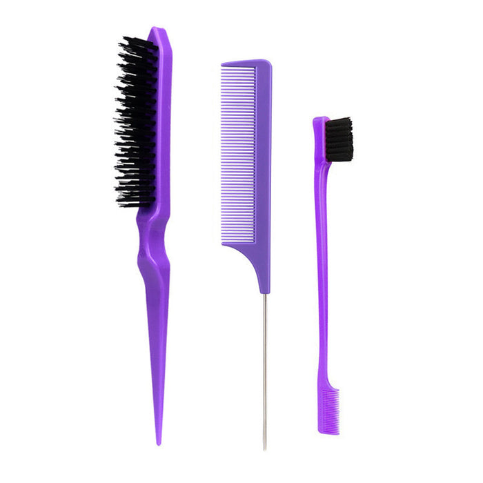Wholesale 5 Piece Plastic Hair Styling Tool Set With Tail Comb And Brow Brush For Boutique Resale
