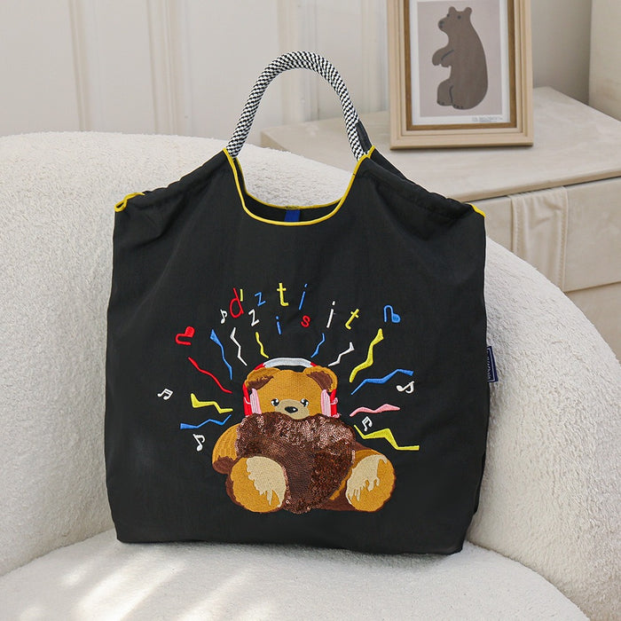 Wholesale Canvas bag embroidery shopping bag tote bag large capacity bag women' s handbag crossbody bag