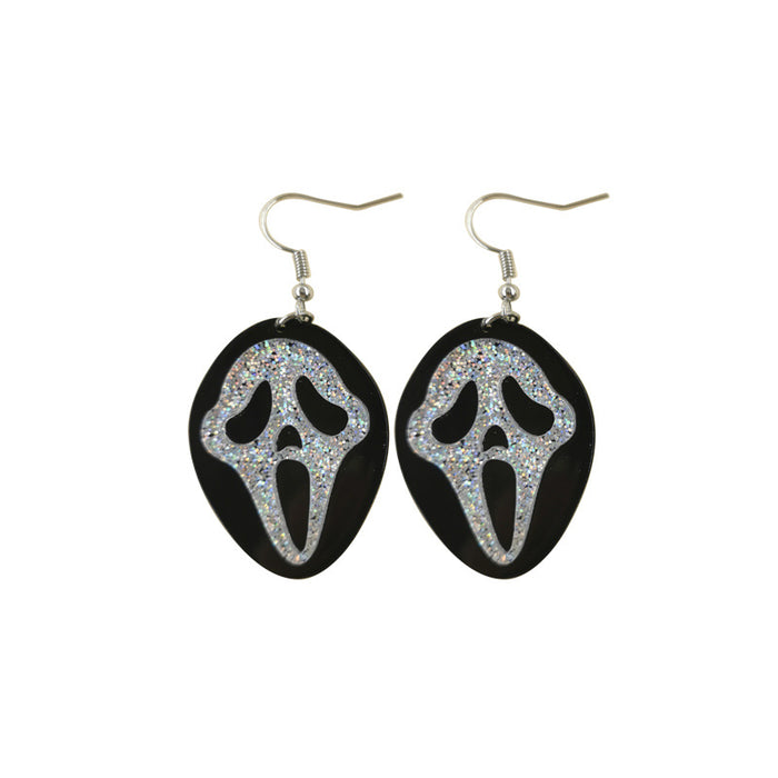 Wholesale Halloween Series Skull Ghost Death Flower Love Acrylic Printing Earrings JDC-ES-QingM001