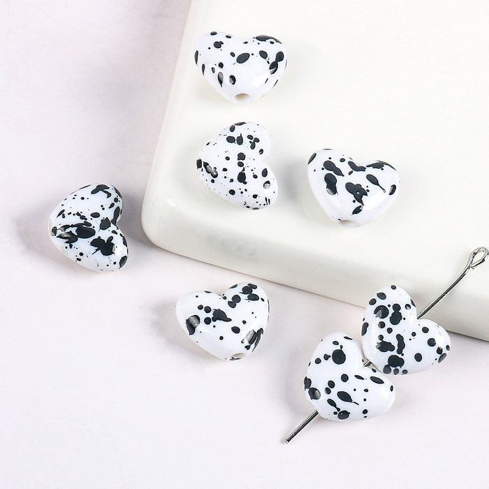 Wholesale New Acrylic Black and White Contrast Effect Love Beads Love Beads Love Beads Loose Beads