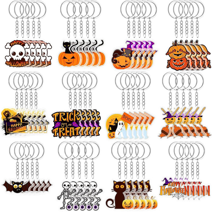 Wholesale Acrylic Keychain Skeleton Ghost Pumpkin Bat Cat Design MOQ≥2
