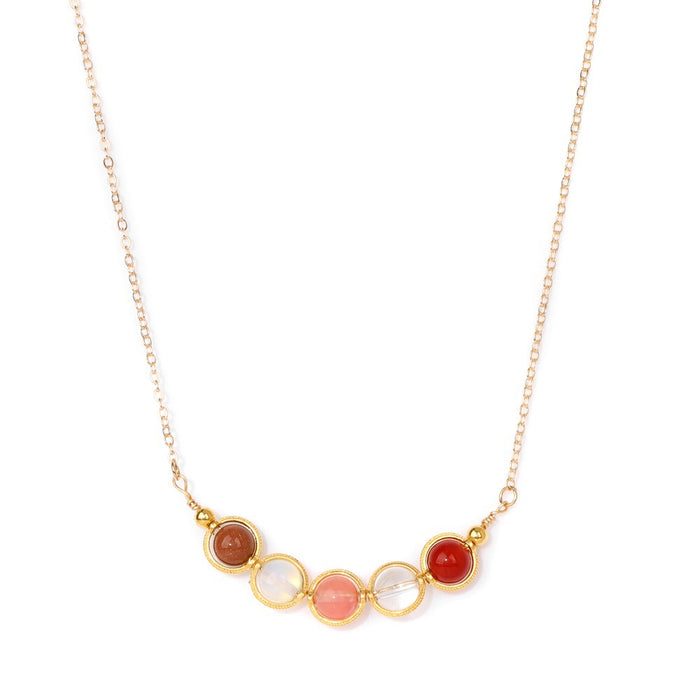 Wholesale Multicolor stone bead necklace for women featuring a pendant and a clavicle chain