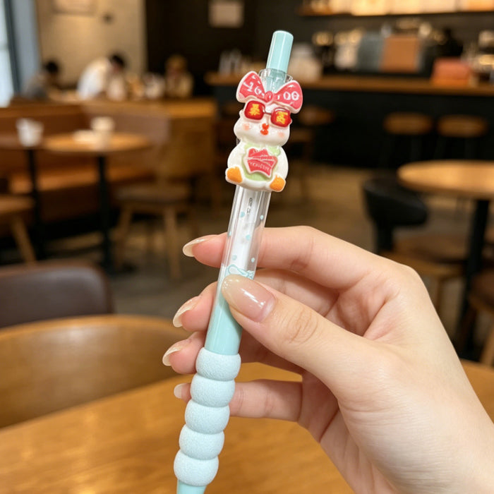 Wholesale Cute Cartoon Duck Gel Pens 0. 5mm Bulk Plastic Ballpoint Pens with Plush Charm Decorative Accessory