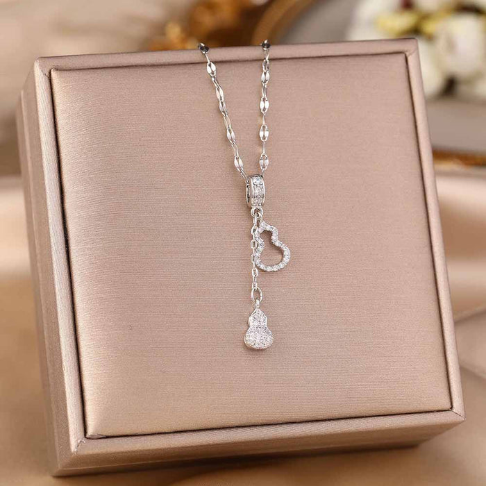 Wholesale Micro-Inlaid Zirconia Silver Titanium Steel Necklace JDC-NE-YinY001