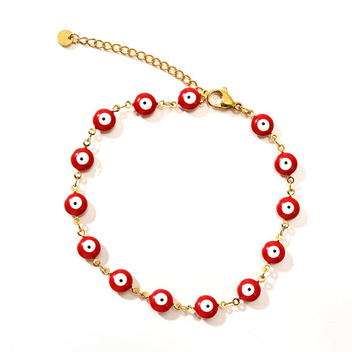 Wholesale Fashion classic style color preserving electroplated stainless steel Devil's Eye ankle chain multi-color wholesale