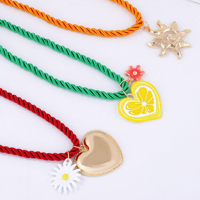 Wholesale Multi-layer Stacked Love Pendant Necklace Cute Flower Leisure Holiday Necklace