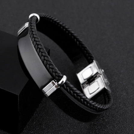 Wholesale Men's Vintage Titanium Steel Leather Bracelet JDC-BT-YuYuan001