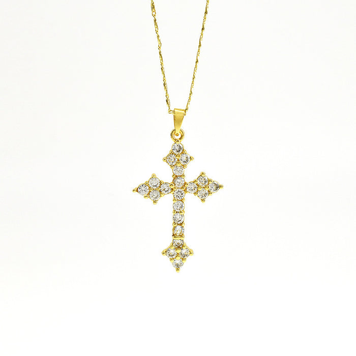 Wholesale Cross full diamond necklace electroplated crown zircon collarbone chain