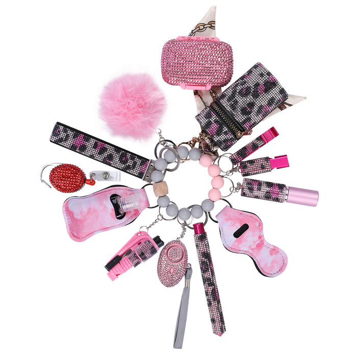 Wholesale Multifunctional Fur Ball Diamond Keychain 14-piece Set JDC-KC-TouMS058