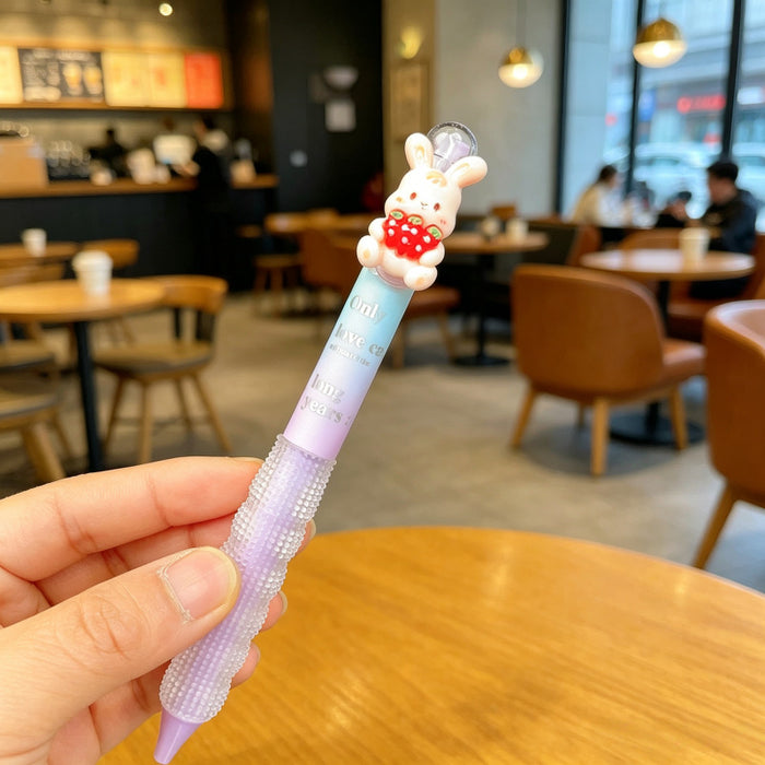 Wholesale Cute Rabbit Design Gel Pen with Plush Pendant Decorative Writing Accessory