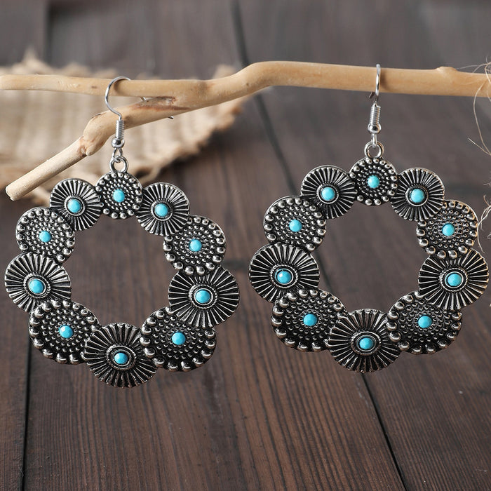 Wholesale Retro Western style turquoise decorative earrings