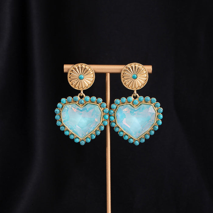 Wholesale Turquoise Flower Pendant Bohemian Ethnic Style Earrings