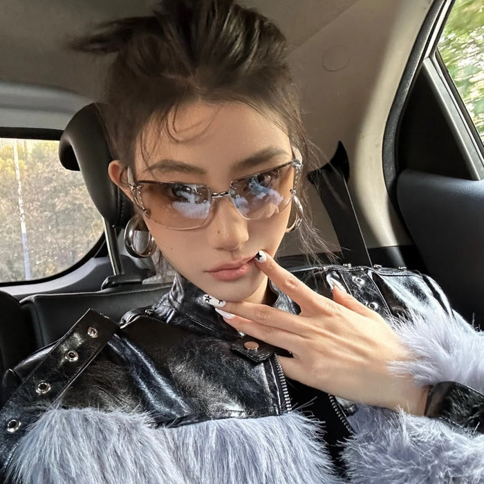 Wholesale frameless Diamond Sunglasses female