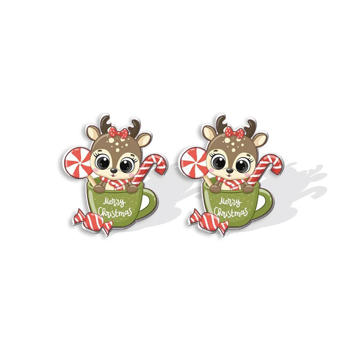 Wholesale Earrings Acrylic Christmas Moose Mug Cat JDC-ES-XiangL078