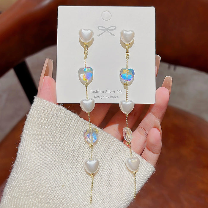 Wholesale Fashionable pearl earrings, high-end and versatile earrings, new niche style, long tassel earrings