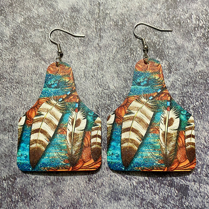 Wholesale Bohemian Western Retro Leather Drop Earrings