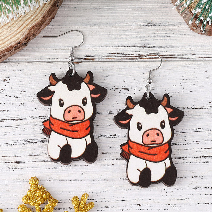 Wholesale Christmas Red f Cow Pendant Earrings